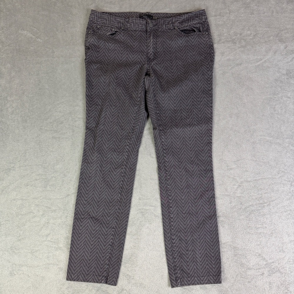 Prana Kara Chevron Herringbone Straight Leg Pants W4KARA111‎ Women 12 Gray Black